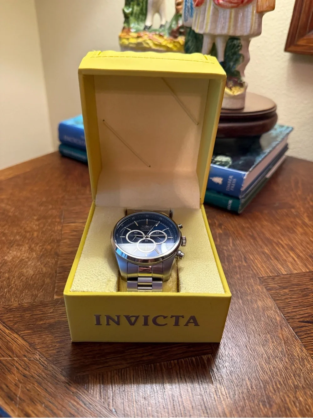 Invicta Men’s Blue Dial Specialty Chronograph with Silver Bracelet 48mm